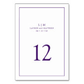 Numéro De Table Simple Monogramme Violet Élégant Mariage (Dos)