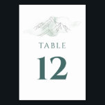 Numéro De Table Simple Mountain Rustic Green et Mariage blanc<br><div class="desc">Peut être customisé pour répondre à vos besoins. // Vous cherchez des articles correspondants ? Autre papeterie de l'ensemble disponible dans la section "collections" de mon magasin. // Besoin d'aide pour customiser votre design ? Vous avez d'autres idées ? N'hésitez pas à me contacter (Zoe) directement via le bouton de...</div>