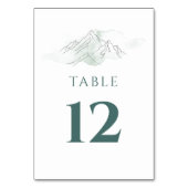 Numéro De Table Simple Mountain Rustic Green et Mariage blanc (Dos)