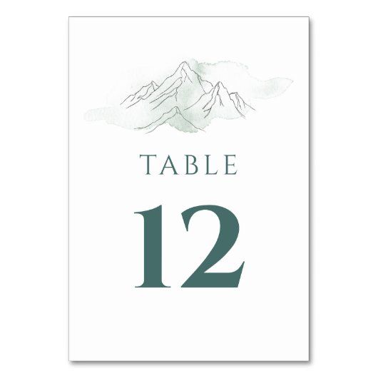 Numéro De Table Simple Mountain Rustic Green et Mariage blanc (Par défaut)