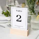 Numéro De Table Simple Nettoyant Minimaliste Élégant Cadre Classiq<br><div class="desc">Elevez votre décor mariage avec notre carte de numéro de table de trame à double face minimaliste lignes droites, un mélange parfait de simplicité et d'élégance moderne. Conçu dans un design blanc épuré avec un cadre droit subtil, ce modèle propose un style intemporel qui s'ajoute aux thèmes mariages contemporains et...</div>