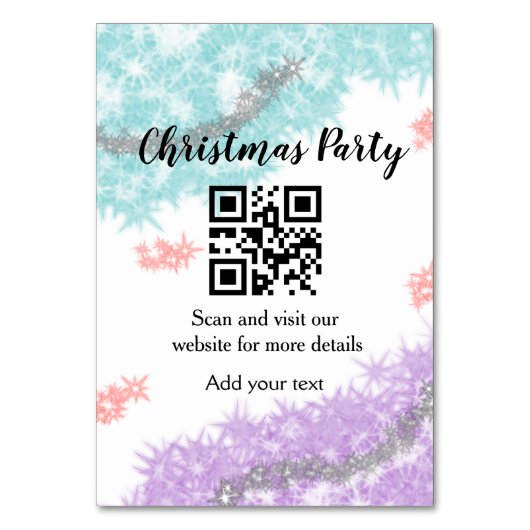 Numéro De Table Simple noël fête site code barre QR ajouter nom (Dos)