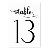 Numéro de table simple noir blanc 3,5x5 | Tableau  (Dos)