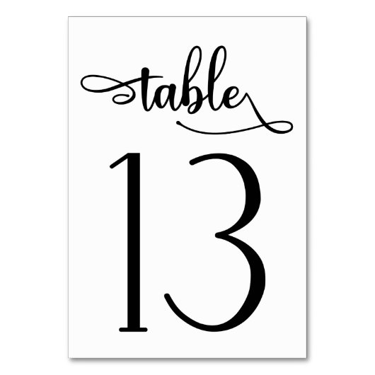 Numéro de table simple noir blanc 3,5x5 | Tableau  (Par défaut)