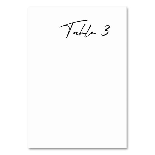 Numéro De Table Simple Noir & Blanc Mariage moderne Numéro de tabl (Dos)