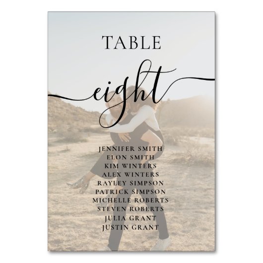 Numéro De Table Simple noir blanc nom de script photos mariage (Par défaut)