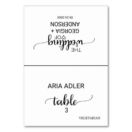 Numéro De Table Simple Noir Calligraphie Repas Option Place Card (Par défaut)