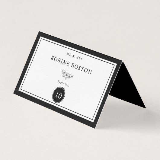 Numéro de table simple noir et blanc élégant (Front)