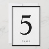 Numéro de table simple noir et blanc élégant (Devant)