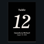 Numéro De Table Simple Noir et écrou Beige minimaliste Mariage<br><div class="desc">Avec un style minimaliste simple et une légère touche rétro, ce numéro de table mariage en noir avec des lettres beiges écru se répète de part et d'autre de la carte. Personnalisez avec le nom de la mariée et du marié et la date du mariage. Créez une carte de numéro...</div>