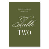 Numéro De Table Simple Olive Green Wedding  (Dos)
