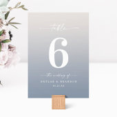 Numéro De Table Simple Ombre Gardenia Mariage blanc et bleu foncé