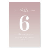Numéro De Table Simple Ombre Mauve rose & Gardenia Mariage blanc (Dos)