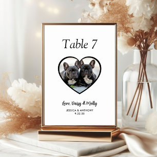 Numéro De Table Simple Photo de Chien en Noir et Blanc Mariage