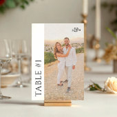 Numéro De Table Simple Photo Monogram Wedding