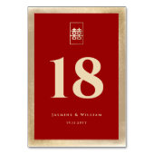 Numéro De Table Simple Rectangle Double Xi Golden Mariage chinois (Dos)