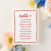 Numéro De Table Simple Red Doodle Wedding Seating Chart Card