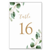 Numéro De Table Simple Rustique Eucalyptus Mariage de verdure (Dos)