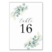 Numéro De Table Simple Rustique Eucalyptus Mariage de verdure (Dos)
