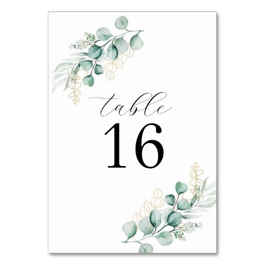 Numéro De Table Simple Rustique Eucalyptus Mariage de verdure (Par défaut)