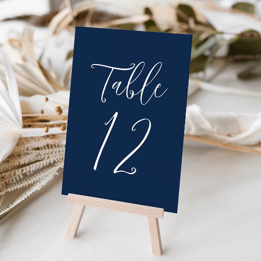 Numéro De Table Simple Script Mariage Navy