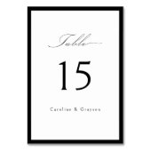 Numéro De Table Simple Script Typographique Élégant Mariage (Dos)