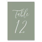 Numéro De Table Simple Script Vert Sauge Mariage (Par défaut)