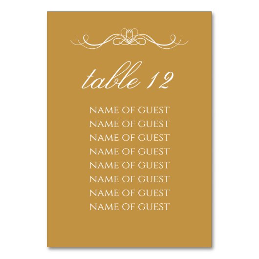 Numéro De Table Simple Stylish Gold Table Number With Guest Names (Par défaut)