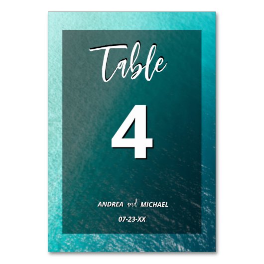 Numéro De Table Simple Summer Beach Océan Tropical Cadre Mariage (Par défaut)