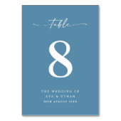Numéro De Table Simple Table de Mariage Uni Bleu Marine Clair (Dos)