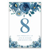 Numéro De Table Simple Table de Mariage Uni Bleu Navy Clair  (Dos)