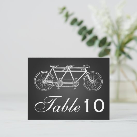 Numéro de table simple Tandem Vélo Noir (Debout devant)