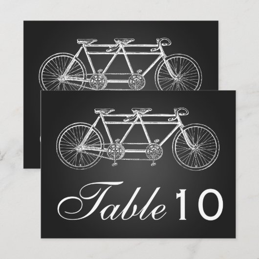 Numéro de table simple Tandem Vélo Noir (Devant / Derrière)