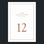 Numéro De Table Simple Terracotta Monogramme Mariage élégant<br><div class="desc">Numéro de table simple Mariage avec un design moderne mais élégant avec votre monogramme de deux lettres et numéro de table entouré d'une fine bordure. Tous les éléments de conception sont en terre cuite / orange brûlé / rouille sur un arrière - plan blanc et peuvent être changés à n'importe...</div>
