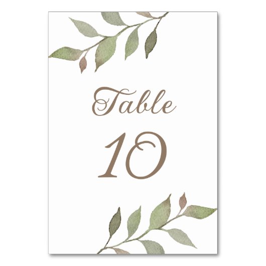 Numéro De Table Simple verdure Botanique Feuille Mariage (Par défaut)