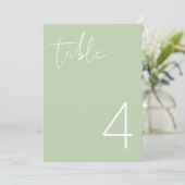 Numéro de table simple vert pastel vibrant LEAV (Debout devant)