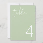 Numéro de table simple vert pastel vibrant LEAV (Dos)