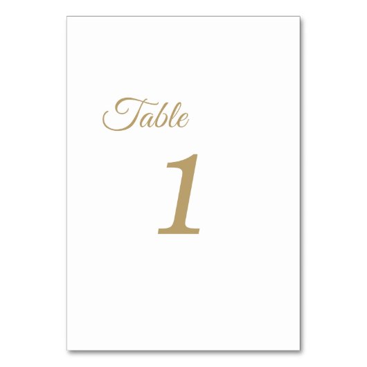 Numéro De Table Simplicité Gold Calligraphie Numéros de tableau Si (Dos)