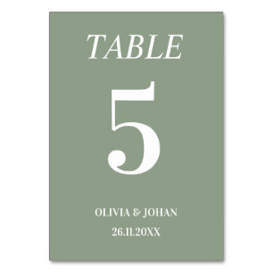 Numéro De Table Simply Elegant Typographie Sage Mariage moderne