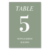 Numéro De Table Simply Elegant Typographie Sage Mariage moderne (Dos)
