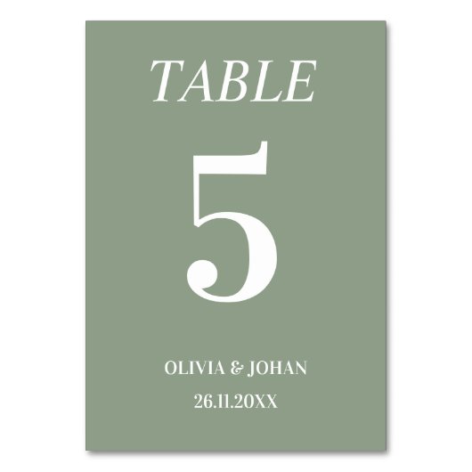 Numéro De Table Simply Elegant Typographie Sage Mariage moderne (Par défaut)