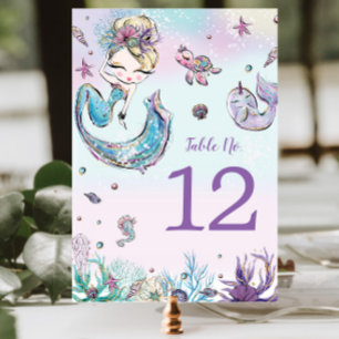 Numéro De Table Sirène blonde sous la mer
