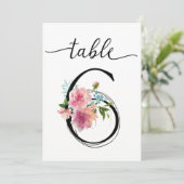Numéro de table six Pivoines roses (Debout devant)