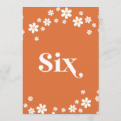 Numéro de table six pour une baby shower rétro ora (Dos)
