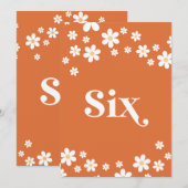 Numéro de table six pour une baby shower rétro ora (Devant / Derrière)