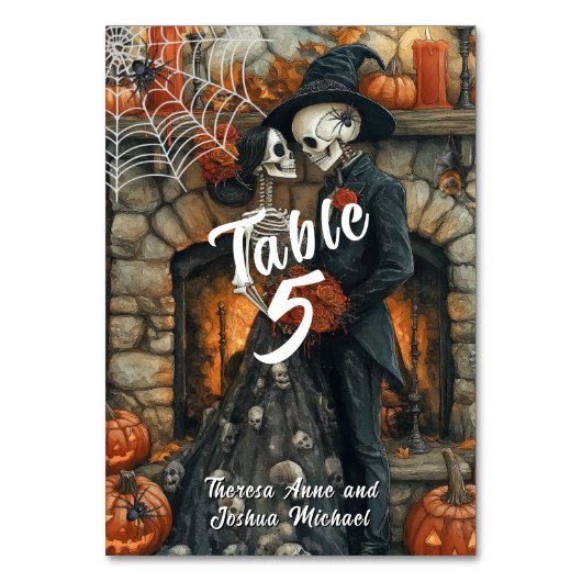 Numéro De Table Skeletons Mariages d'Halloween Bat araignée noire (Par défaut)