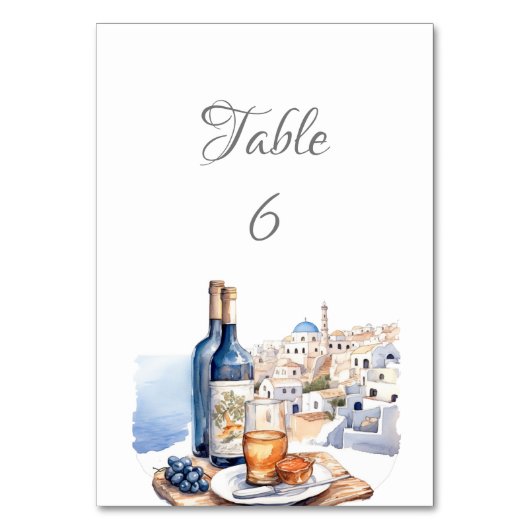Numéro de table Skyline Santorin (Dos)