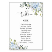 Numéro De Table Soft Blue Botanical Table Number Seating Chart (Dos)