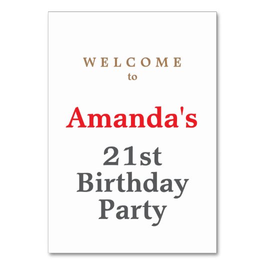 Numéro De Table Soirée d'anniversaire minimaliste moderne (Par défaut)