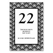 Numéro De Table Soirée de mariage élégante Noir Blanc Art Déco (Dos)